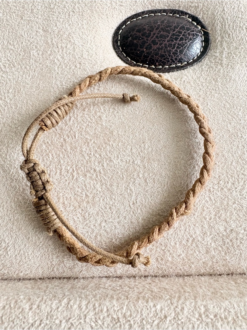 Braided Natural Hemp Cord Bracelet - Beige